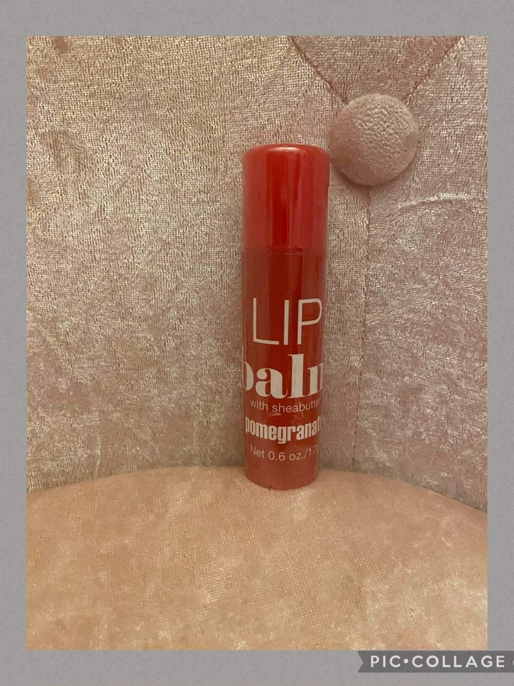 H&M pomegranate lip balm with shea butter.